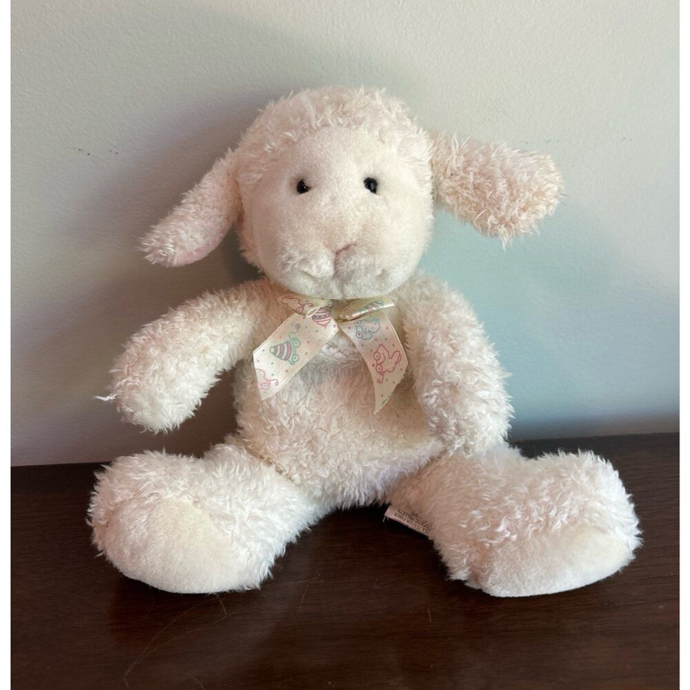 Soft Dreams White Lamb Plush Baby Musical Lovey Stuffed Animal Wind Up Pink Ears